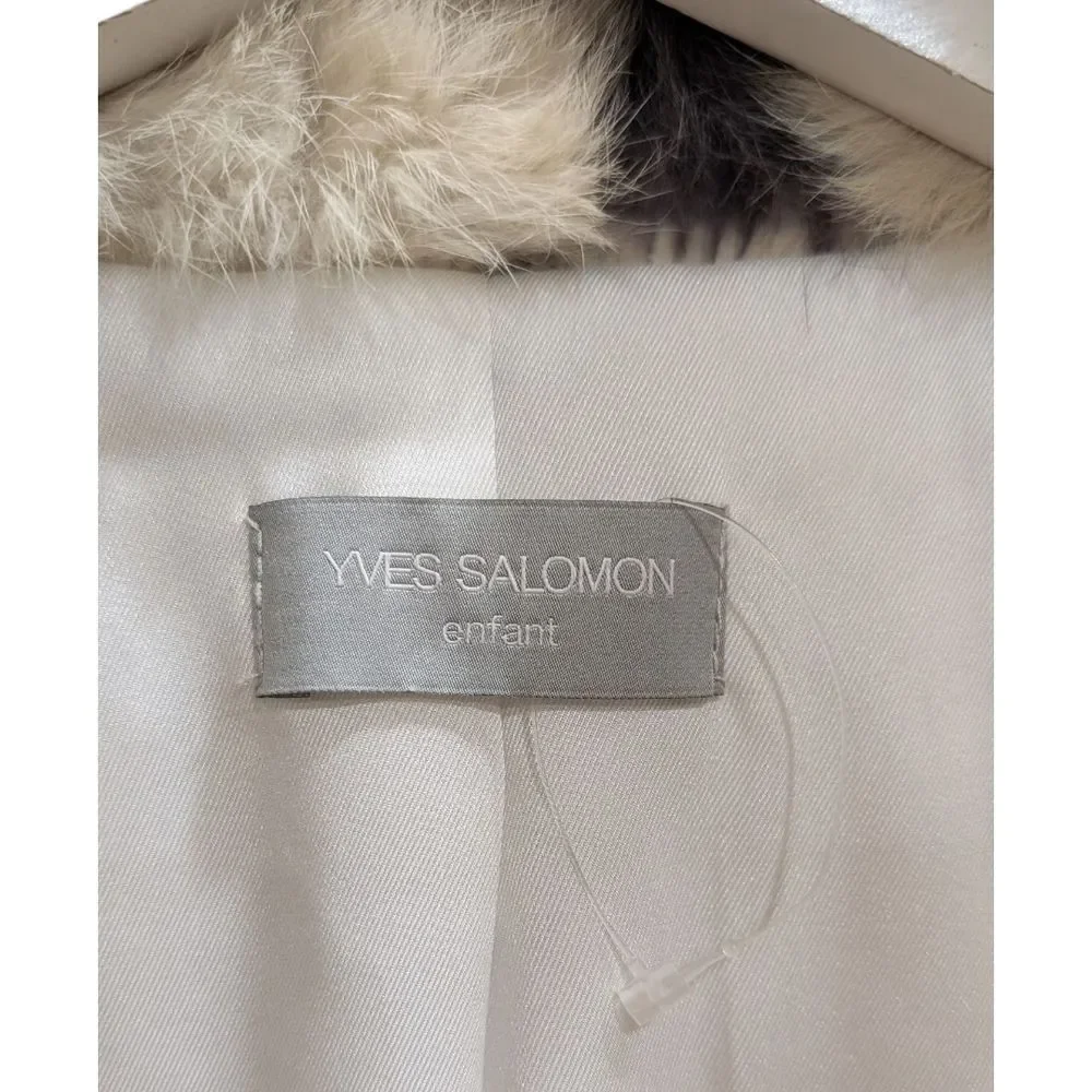 YVES SALOMON Enfant Rabbit Fur Star Pattern Coat Girl's Size 6 NWOT